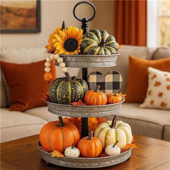 14 PCS Artificial Mixed Pumpkins for Decorating, Fake Pumpkins with 30pcs - Picture 4 of 7